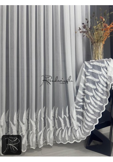 Tül Perde Brillant Marka Püsküllü Etek Geniş İşleme Bakpüs Desen Püskül3