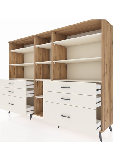 Hyperion Dolap 10 Raflı 6 Çekmeceli 220x44x163 Çam-aytaşı Çam-aytaşı