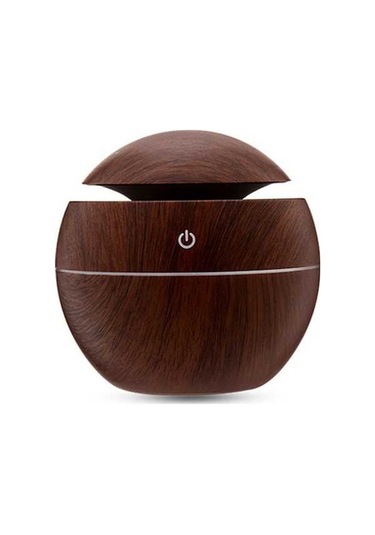 Novahub Ahşap Dokulu Mantar Nemlendirici & Aromaterapi Cihazı - Usb Şarjlı, 130ml Kapasite, Kahverengi/kahve, 100x100x95mm