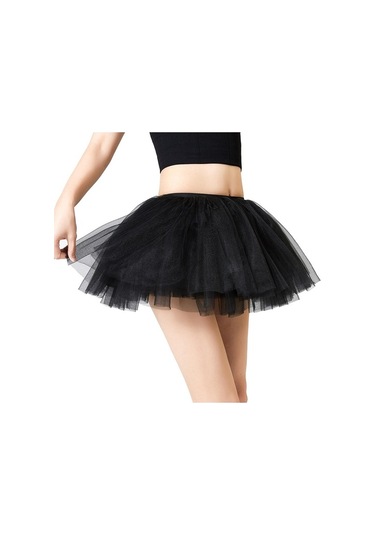 Fastbuy Suntek Kadın Tül Tutu Etek, Katmanlı Siyah, Lüks Malzemeli Etek Siyah