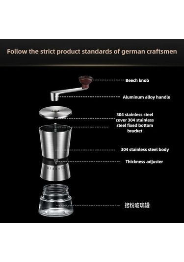 Trendooze El Çalıştırmalı Kahve Öğütücü - Siyah, Kompakt Tasarım Siyah