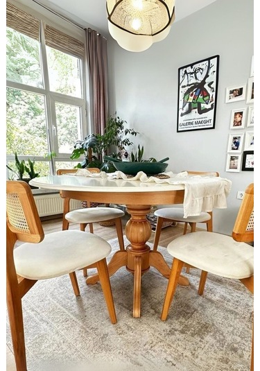 Lindon Baba Ayak Yuvarlak Açılır Masa 110x110 Naturel