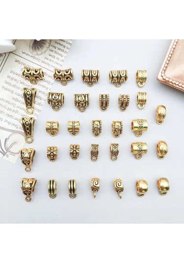 Monyee Zink Çelik Üç Yollu Bağlantı Elemanı 13mm Boyut, 4.5mm Delik 15 Farklı Desen, Toplam 30 Adet 1.2g/adet - Sn46 Altın