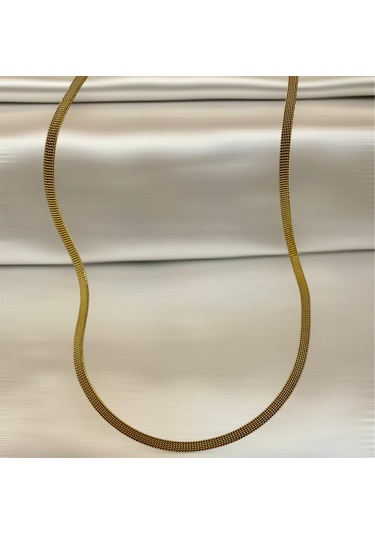 İtalyan Model Hasır Kordon Çelik Gold Unisex Kolye 60 Cm