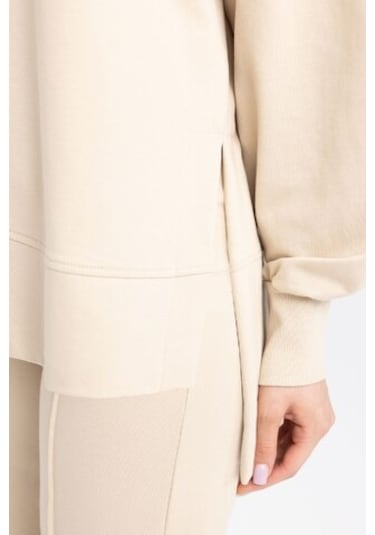 Defacto Regular Fit Bisiklet Yaka Basic Düz Sweatshirt Tunik D4800AX24AUBG359 Bej