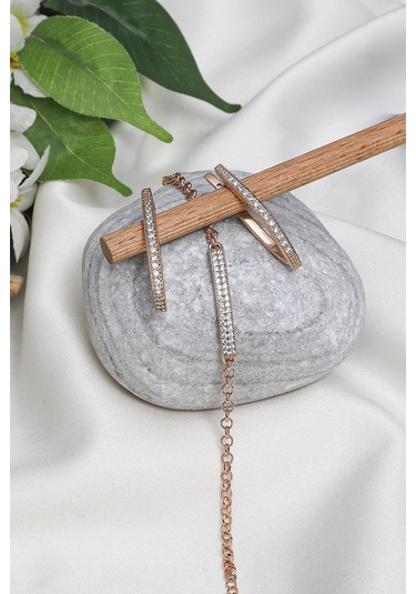 Mrs Flower Xupıng Taş Detaylı Bileklik Rose Gold