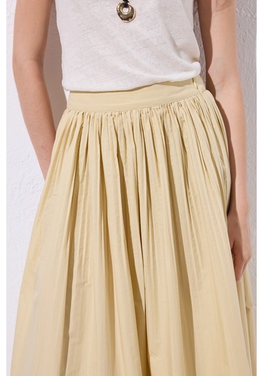 Piliseli Geniş Etek Sarı Sarı