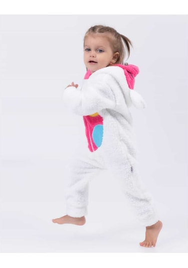Mj Kids Welsoft Peluş Fermuarlı Ayıcık Tulum Ekru