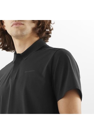 Salomon Trackline Polo M Erkek T-shirt-29845 Siyah