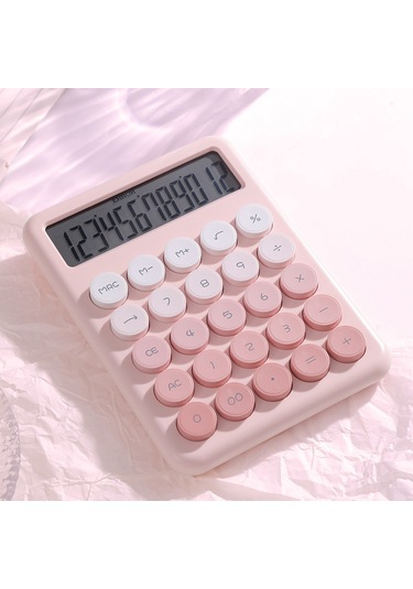 Aubyhe Desk Tipi Renkli Gradyan Hesap Makinesi - 12 Basamaklı Büyük Lcd Ekran, Sessiz İşlem, Aaa Pil Pil Yok - Pembe Gradyan Pembe