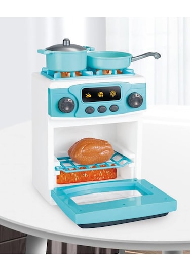 Pilli Işıklı Sesli Evcilik Mutfak Çocuk Eğitici Oyuncak Fırın Seti Full Fonksiyon