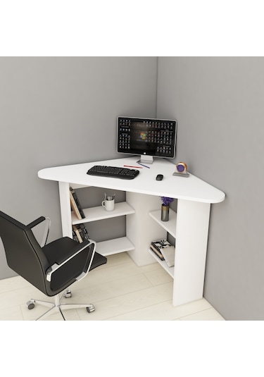 Arnetti Köşe Çalışma Masası Corner Ofis Masası Beyaz