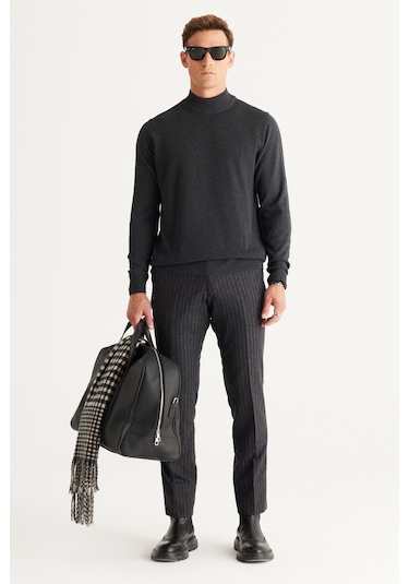 AC&Co / Altınyıldız Classics Erkek Füme Standart Fit Normal Kesim Yarım Balıkçı Yaka Hafif Salaş Pamuklu Triko 4A4921100008FUMM Füme AC&Co / Altınyıldız Classics Erkek Füme Standart Fit Normal Kesim Yarım Balıkçı Yaka Hafif Salaş Pamuklu Triko 4A4921100008FUMM Füme