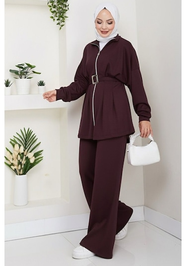 Dilsa Kemerli Oysho İkili Takım 1607 - Mürdüm Mürdüm