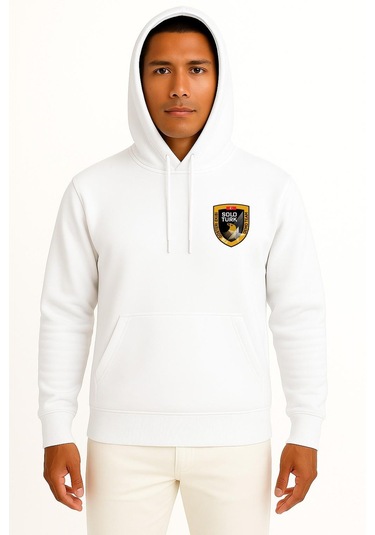 Kapüşonlu Solotürk F16 Gösteri Ekibi Cep Ve Sırt Tasarımlı Unisex Sweatshirt Beyaz