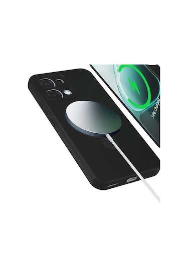 Oppo A6 Pro Kılıf Magsafe Şarj Özellikli Standlı Sensitive Touch Samara Kapak Siyah
