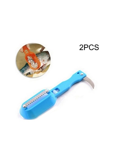 Cbtx 2 Pcs Mutfak Temel Balık Kazıyıcı Balık Pulu Planya Bıçağı Kapaklı Mavi