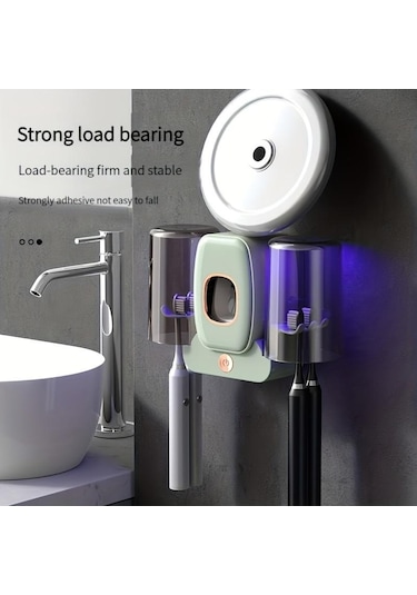 Açık Gri Akıllı Uv Diş Fırçası Temizleyici Tutucu, Duvara Monte Uv Diş Fırçası Temizleyici Tutucu, Banyo Diş Fırçası Temizleyici Açık Gri