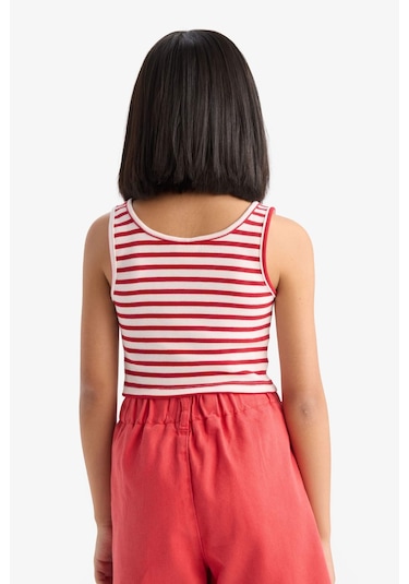 DeFacto Kız Çocuk Bisiklet Yaka Çizgili Atlet Z7814A625HSRD256 Kırmızı