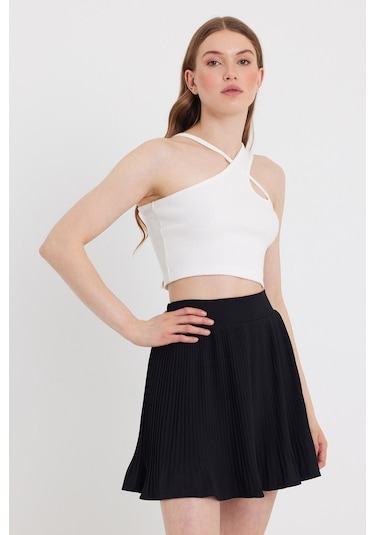 Quhox Kadın Askılı Crop Kaşkorse Ekru