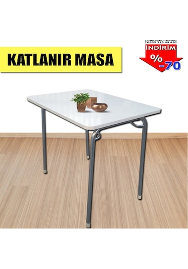 Depolife 60X80Cm Piknik Masası Balkon Masası Katlanır Portatif Beyaz
