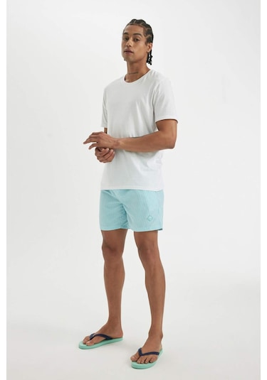 DeFacto Çizgili File Astarlı Kısa Boy Deniz Şortu U0024AZ24HSTR481 DeFacto Çizgili File Astarlı Kısa Boy Deniz Şortu U0024AZ24HSTR481