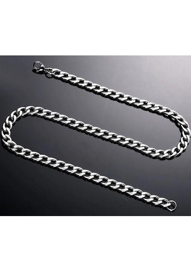 Gurmet Erkek Çelik Zincir Kolye Bileklik Seçenekli 4Mm Eck06T Beyaz