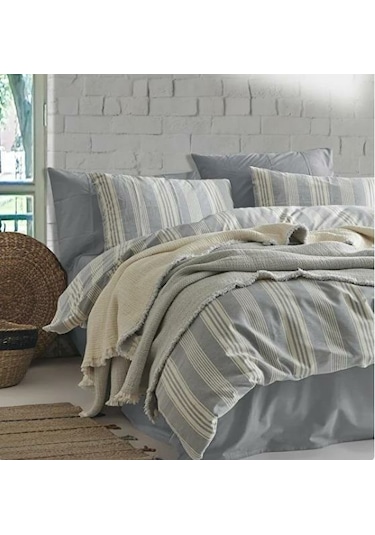 İyi Geceler İstanbul Wendy Müslin Çift Kişilik Mavi Yatak Örtüsü Ve Nevresim Takımı Mavi