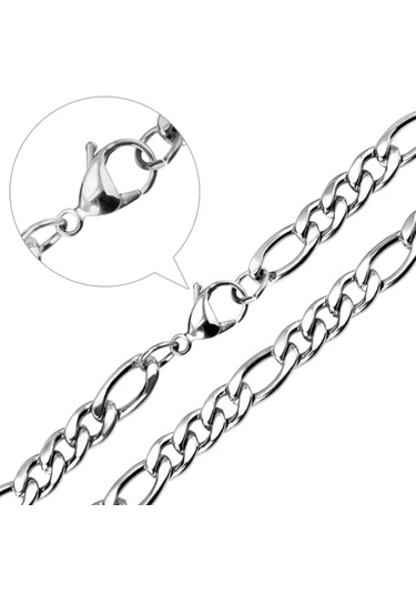 Unisex Figaro Çelik Zincir 9128 Gümüş