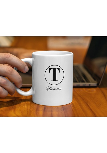 Tümay İsimli Kupa Bardak, Harfli Bardak, Hediye Kupa Bardak, Kahve Kupa Bardak Beyaz