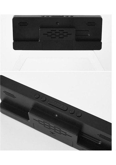 Yeşil Ses Kontrolü İle Dijital Ayna Çalar Saat Sıcaklık, Çift Alarm Erteleme Masaüstü Masa Saati Gece Modu 12/24 H Led Saat