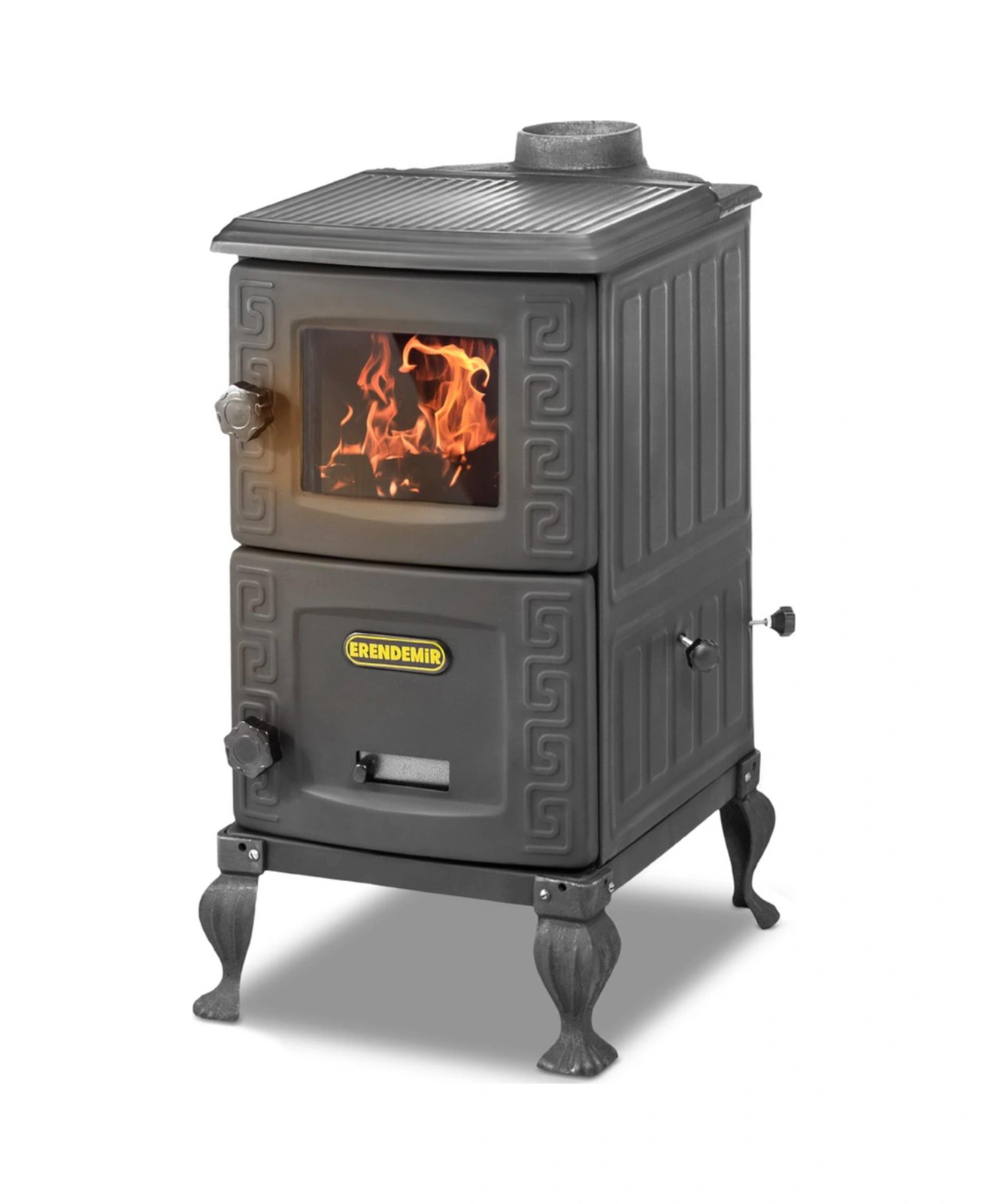 Mini Turbo Şömine Soba-pik Ayaklı Siyah Erendemir