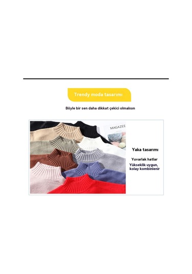 Sonbahar Ve Kış Çok Renkli Bol Balıkçı Yaka Kazak Örme Kazak Erkek Siyah