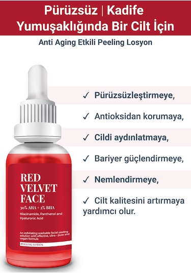She Vec Red Velvet Face Anti Aging Etkili Peeling Losyon 30 ML