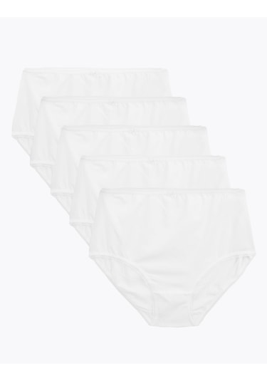 Marks & Spencer 5'li Cotton Lycra Full Brief Külot Seti Beyaz