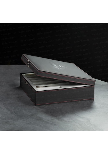 Nehir Safir Sade 12 Kişilik 84 Parça Deri Kutulu Çatal Kaşık Bıçak Takımı