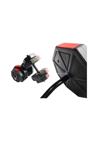 Tan Spor 30 KG Dambıl Halter Ağırlık Fitness Düz Bar Seti Kırmızı Kapaklı 150 CM