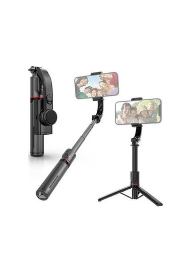 Createtech 27,5 İnç Teleskopik Gimbal Tripod, Titreme Önleyici, Masaüstü Selfie Çubuğu