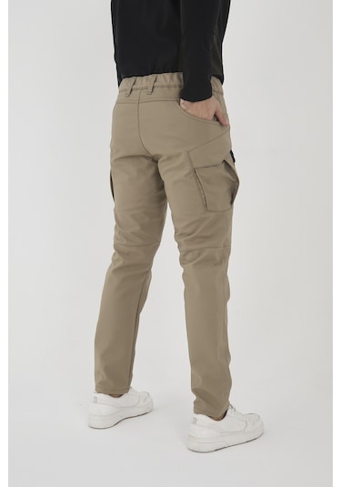 Camp Scoutland Camp594 Outdoor Softshell Su Ve Rüzgara Dayanıklı içi Polarlı Kışlık Erkek Bej Taktik Pantolon Bej