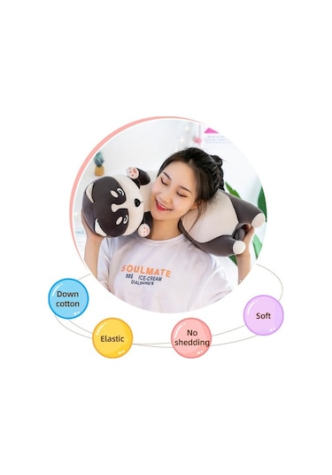 Novahub Sevimli Köpek Şekilli Pamuk Yastık - Siyah/beyaz, 70/90/110cm, Dekoratif Ve Rahat Uyku Arkadaşı Siyah - Beyaz