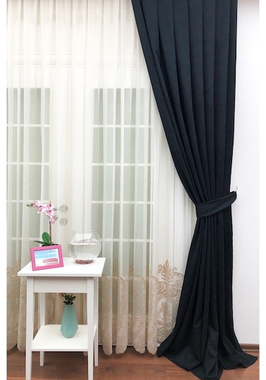 Evdepo Home Deniz Soft Pileli Fon Perde Siyah (486097157) Siyah
