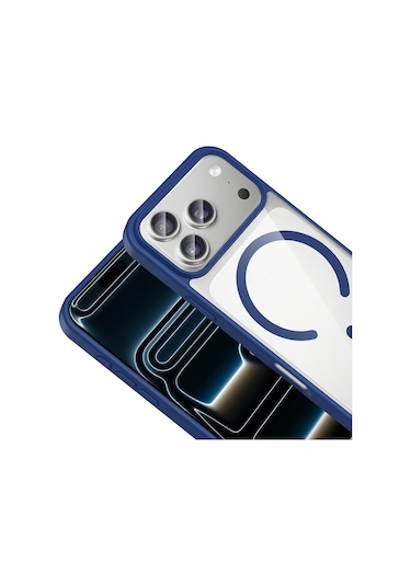 İos Uyumlu İphone 17 Pro Max İçin Magsafe İle Uyumlu Kılıf Sararmaz Şeffaf Kapak Ege Lacivert