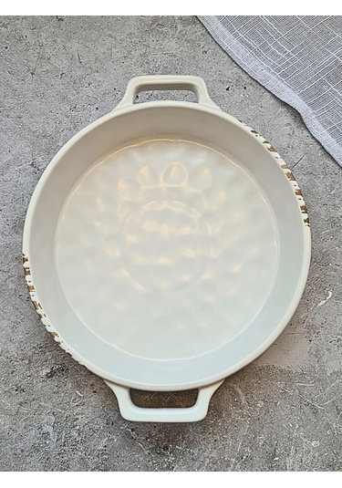 Don Sanco Seramik Yuvarlak Fırın Kabı, 25,5x21,5x5 Cm 337542043 Beyaz