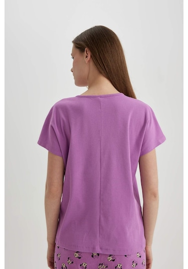 DeFacto Regular Fit Bisiklet Yaka Kısa Kollu Casual Pijama Üstü-Fall in Love Z5331AZ24SPPR489