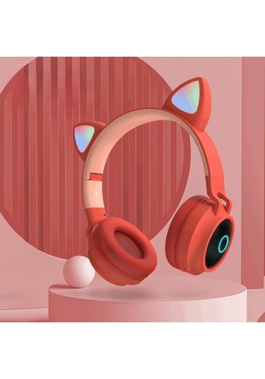 Soulader Oyun Kulaklığı Bluetooth Bağlantılı Kulak İçi Tasarım Led Aydınlatmalı Kedi Kulağı Şeklinde Yanıp Sönen Işıklı Kulaklık