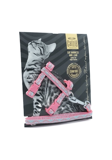 Cattie Özel Desenli Dokuma Kedi Göğüs Ve Uzatma Seti Pembe