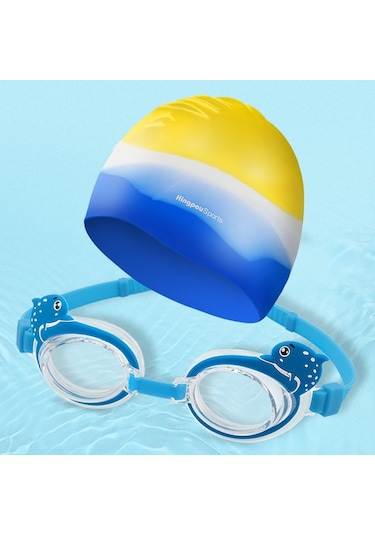 Kingpousports K9002 5'i 1 Arada Çocuk Buğu Önleyici Dalış Yüzme Gözlüğü + Yüzme Şapkası + B Kulak Tıkacı + Yüzücü Gözlüğü 52301371 Çok Renkli