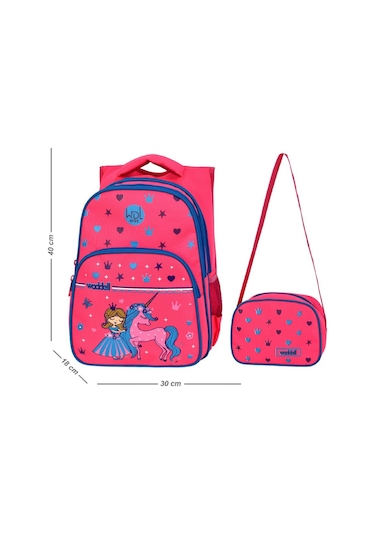 Waddell Kız Çocuk Üç Gözlü Pembe Unicorn İlkokul Sırt Çanta ve