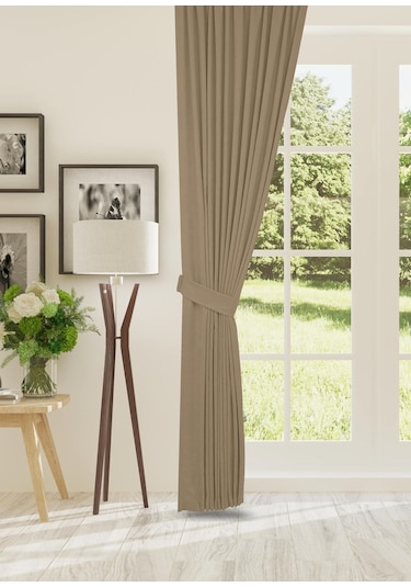 Cheap's Home Petek Dokulu Kadife Dokuma Sık 1 X 3 Pileli Fon Perde Bej