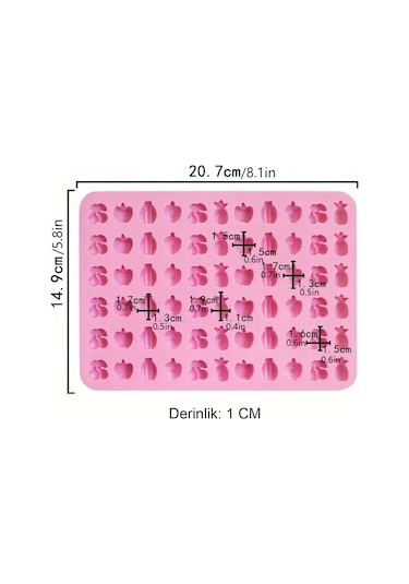 Silikon Kek Kalıp Çikolata Minik Meyve Figürleri Kalıbı Şeker Hamuru Jelibon Kalıbı Çok Renkli